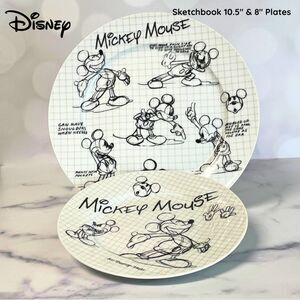 Disney Mickey Mouse Sketch Book Plates 10.5" &  8"